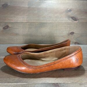 frye carson womens size 8.5 shoes brown leather slip on comfort work ballet flat